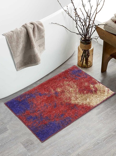 Bianca Spa Red/Beige Micro-Polly Abstract Bathmat