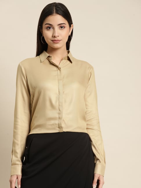 Hancock Beige Regular Fit Shirt-image-10