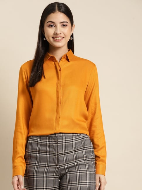 Hancock Mustard Regular Fit Shirt-picture-27