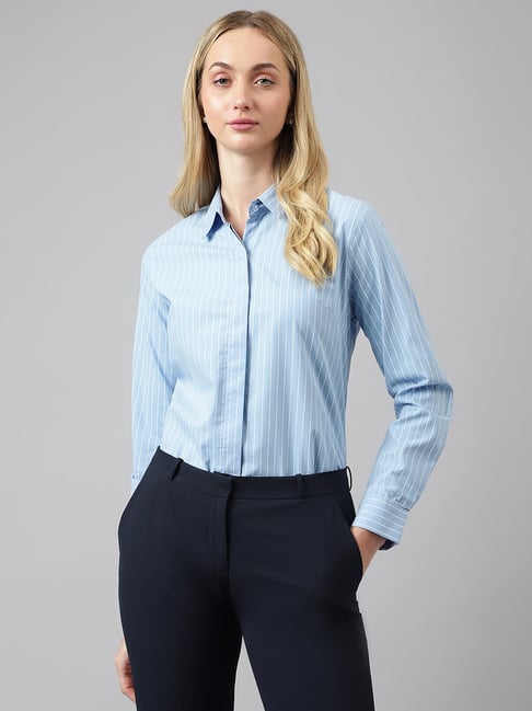 Hancock Blue Cotton Striped Shirt-picture-43