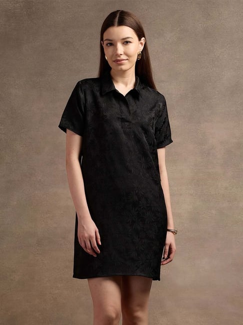 U.S. Polo Assn. Black Embroidered Shift Dress