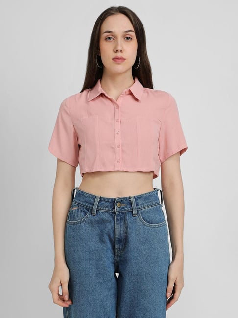 Forever 21 Peach Regular Fit Crop Shirt-picture-31