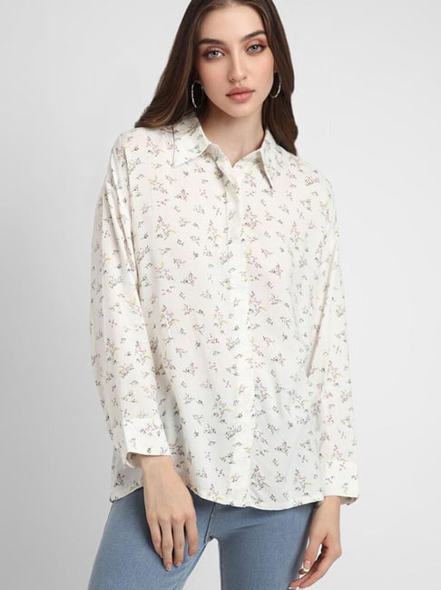 Forever 21 White Floral Print Shirt-picture-14