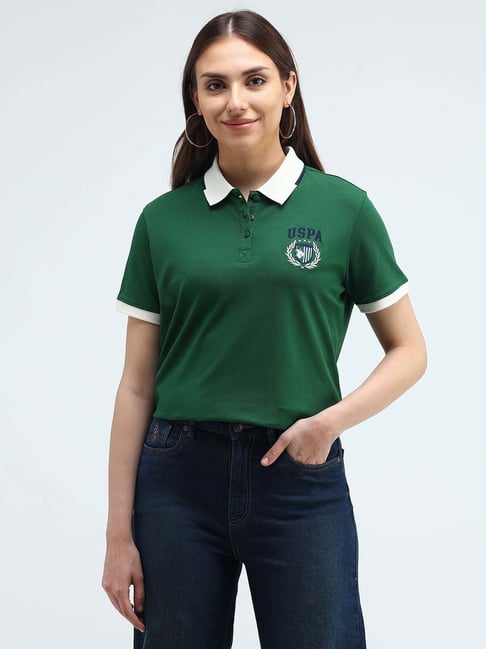 Polo Green Logo Print Polo T-Shirt