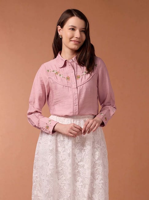 U.S. Polo Assn. Pink Embroidered Top
