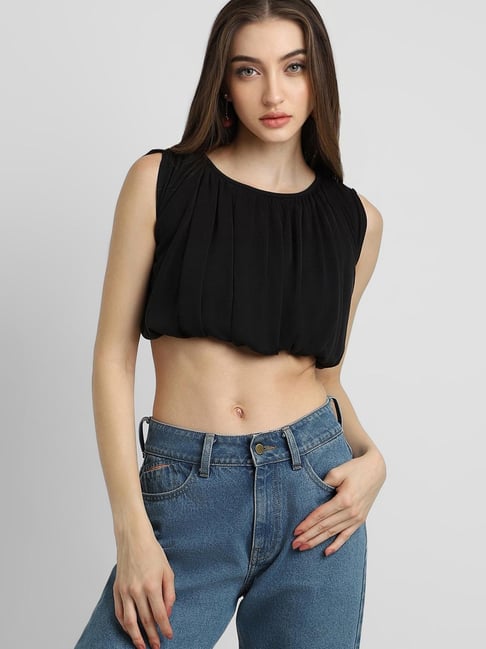 Forever 21 Black Regular Fit Crop Top