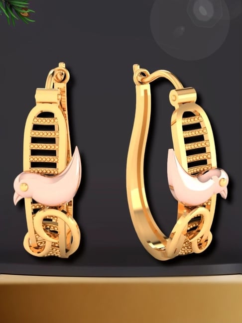 P.C. Chandra Jewellers 18KT Yellow Gold Delicate Earrings With Bird Shaped Motif-picture-23