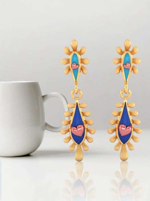 P.C. Chandra Jewellers 14KT Yellow Gold Earrings With Water Droplet Design and Beautiful Detailing-picture-30