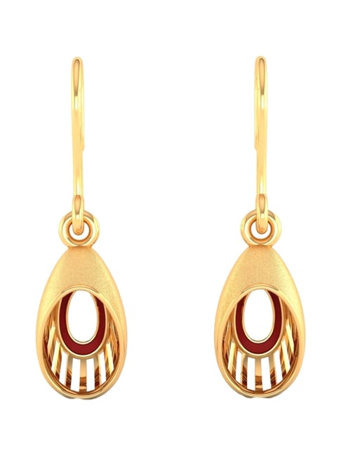 P.C. Chandra Jewellers 14KT Yellow Gold Earrings With Unique Oval Shape From Online Exclusive