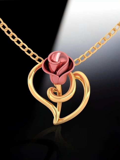 P.C. Chandra Jewellers 18KT Yellow Gold With Rose Pendant (Without Chain) for Women & Girls