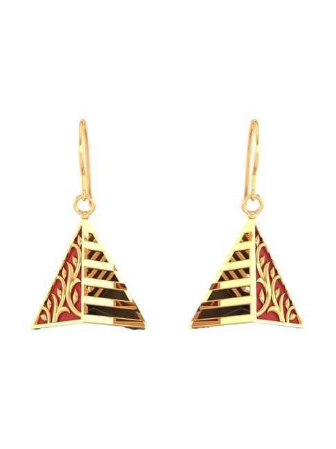 P.C. Chandra Jewellers 18KT Yellow Gold Magnificent Reddish Conical Hanging Earrings-picture-21