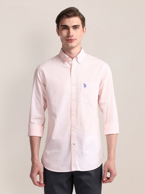 U.S. Polo Assn. Pink Cotton Regular Fit Shirt