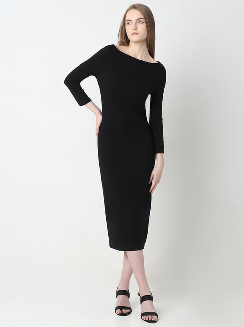 Buy Vero Moda Black Cotton Slim Fit Midi Dress for Women Online @ Tata CLiQ