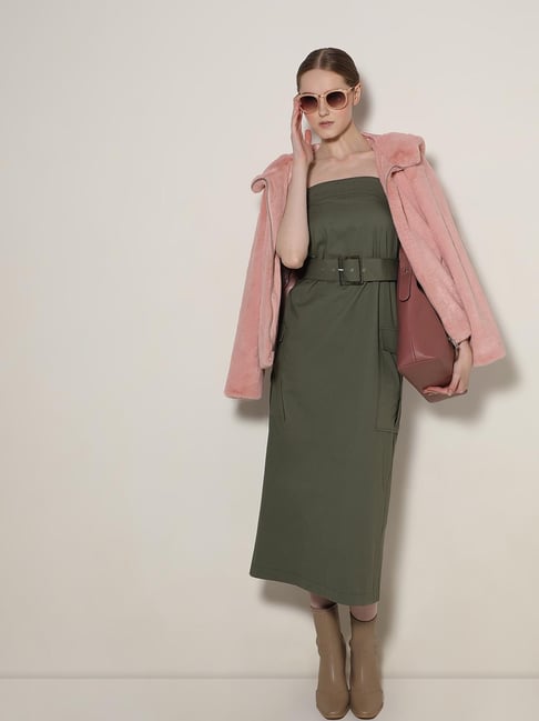 Vero Moda Olive Cotton Regular Fit Midi Dress-picture-28