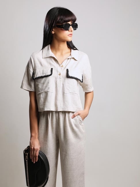 Vero Moda Beige Viscose Regular Fit Shirt-image-27