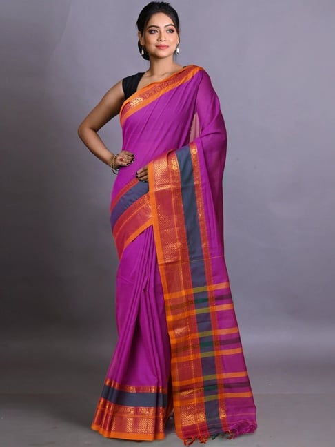 Unnati Silks Pink Cotton Woven Saree With Unstitched Blouse-picture-18