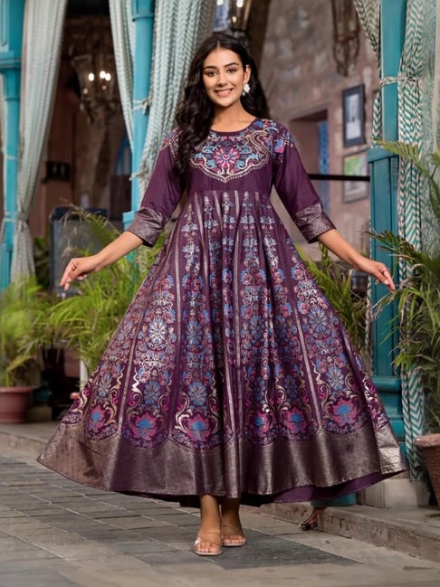 Juniper Purple Embroidered Maxi Dress