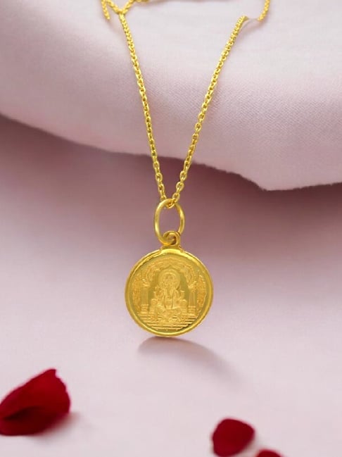 Sri Jagdamba Pearls 999 Silver Ganesha Round Chain Pendant in Gold Plating