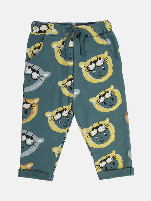 MINIKLUB Boys Blue Cotton Printed Full Sleeves Bottom