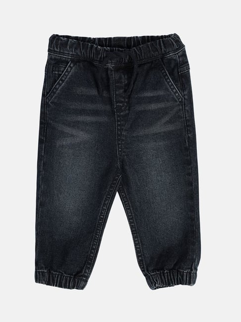 MINIKLUB Boys Blue Cotton Solid Full Sleeves Denim Pant