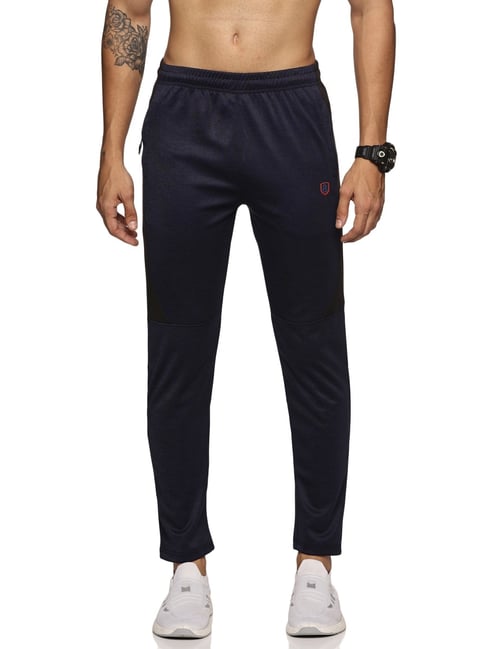 Domin8 Blue Slim Fit Texture Trackpants