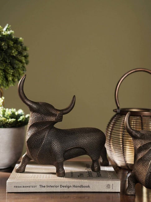 Pure Home and Living Bronze Aluminium Antique Finish Bull Figurine-picture-37