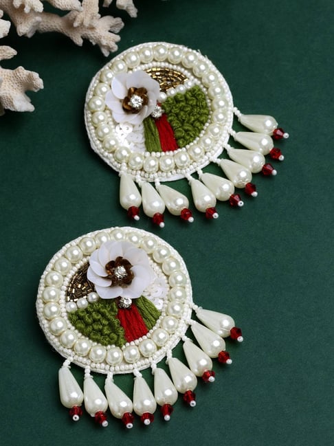 Moedbuille Handwoven Contemporary Design Silver Plated Handcrafted Tasselled Earrings-picture-42