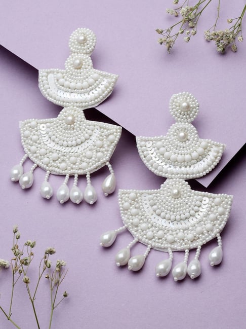 Moedbuille Beads and Sequins Contemporary Layered Design Handcrafted Tasselled Earrings-picture-38