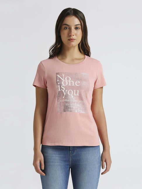 Pepe Jeans Cloud Pink Cotton Printed T-Shirt
