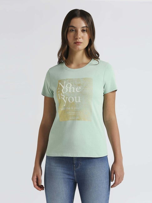 Pepe Jeans Green Cotton Printed T-Shirt