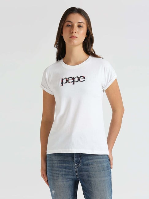 Pepe Jeans White Cotton Printed T-Shirt-picture-22