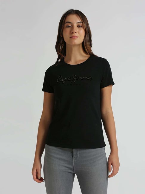 Pepe Jeans Black Cotton Printed T-Shirt-picture-24