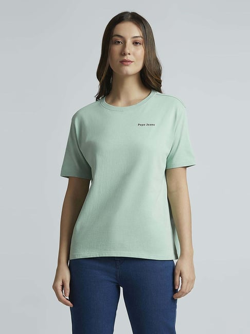 Pepe Jeans Green Cotton Printed T-Shirt