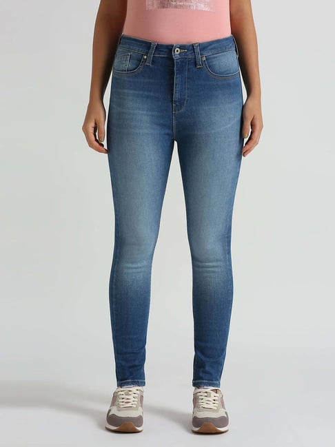 pepe jeans Pepe High Rise Jeans Blue Cotton High Rise Jeans-picture-12