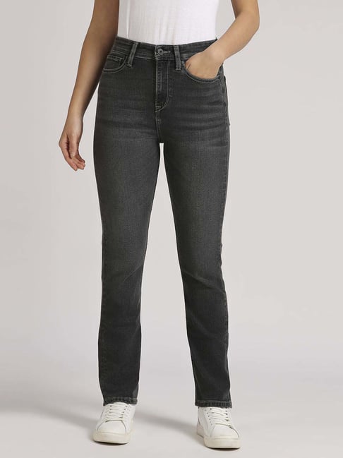 Pepe High Rise Jeans Grey Cotton High Rise Jeans