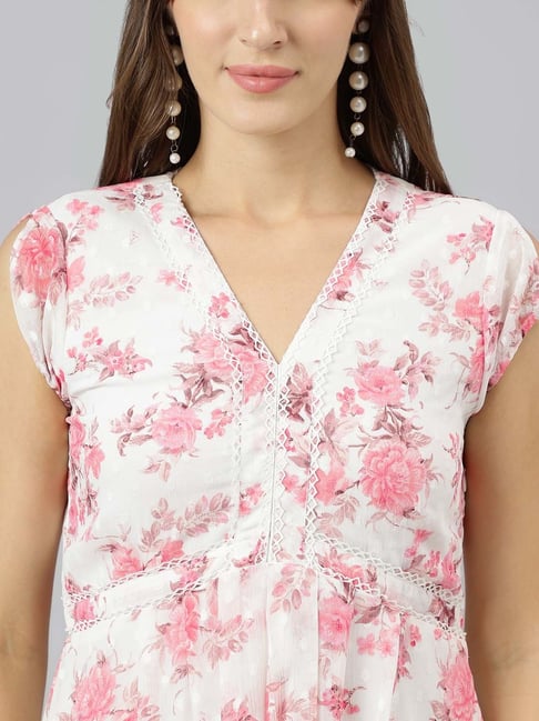 Latin Quarters Light Pink Printed A Line Dress