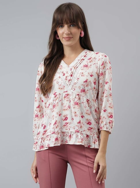 Latin Quarters Light Pink Floral Print Top-picture-19