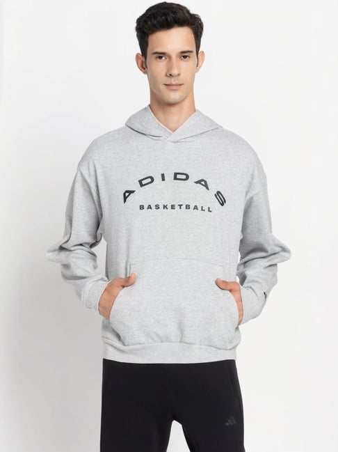 Adidas Grey Loose Fit Printed Sports Hoodie-picture-24