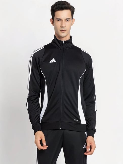 Buy Adidas Black Slim Fit Logo Printed Sports Jacket for Mens