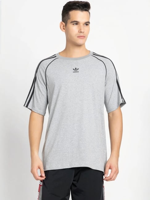 Buy Adidas Originals Grey Cotton Regular Fit Logo Printed Sports T