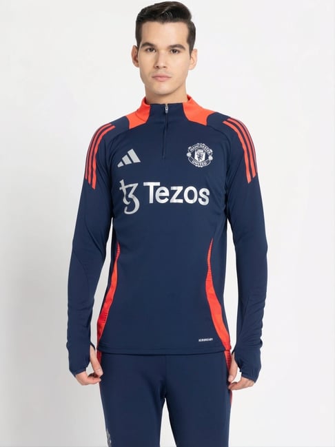 Buy Adidas Blue Slim Fit Printed Sports T-Shirt for Mens Online