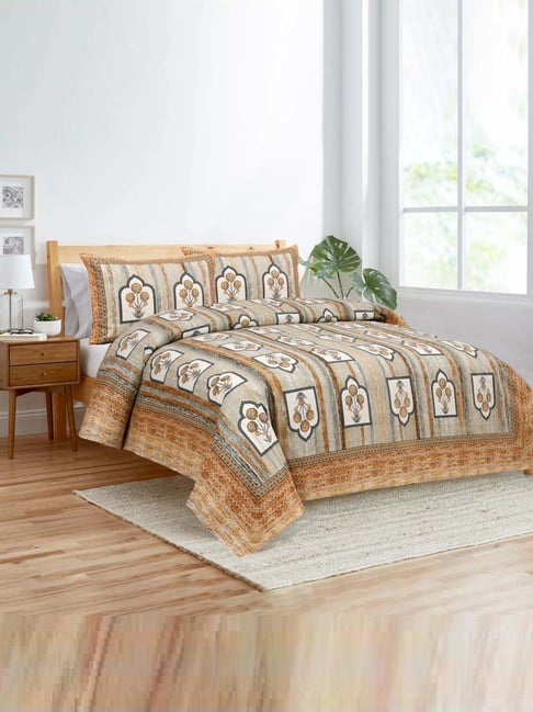 JaipurFabric Oyster 180 TC 100% Cotton Jharokha Double Bedsheet with 2 Pillow Covers-picture-28