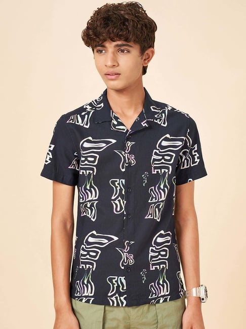 Coolsters by Pantaloons Kids Jet Black Cotton Printed Shirts-picture-31