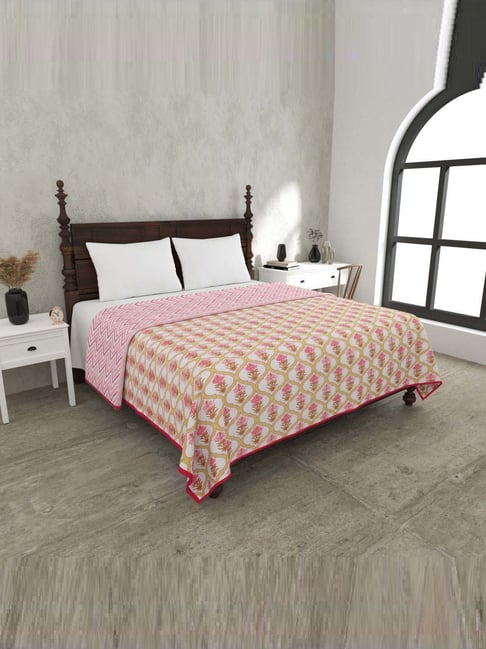 JaipurFabric Pink Mulmul Cotton 150 GSM Reversible Ac Dohar-picture-23