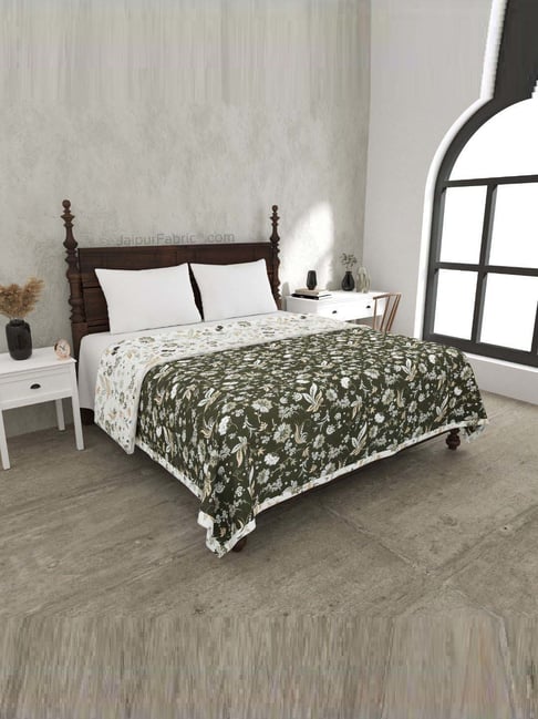 JaipurFabric Dark Green Mulmul Cotton 150 GSM Reversible Ac Dohar-picture-28