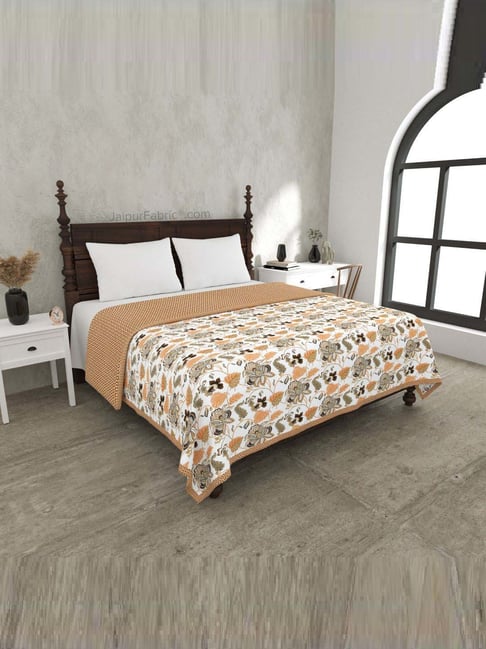 JaipurFabric Orange Mulmul Cotton 150 GSM Reversible Ac Dohar-picture-12