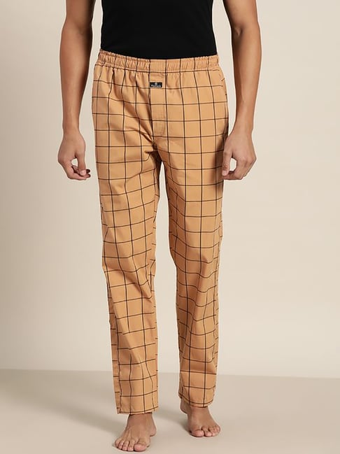 Buy Hancock Beige Cotton Regular Fit Checks Jogger Pants (Formal