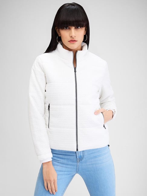 Spykar White Relaxed Fit Puffer Jacket-picture-15