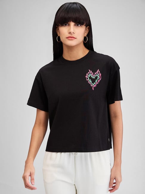 Spykar Black Printed Oversized T-Shirt-picture-43