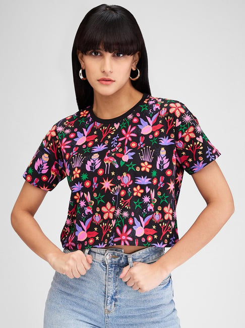 Spykar Multicolor Printed Crop T-Shirt-picture-36